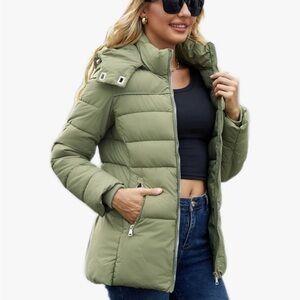 Women's Olive Puffer Jacket